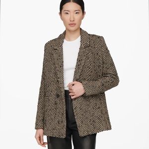 ANINE BING Diana Cream & Black Fishbone Blazer S